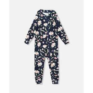 Deux par Deux One-Piece Thermal Underwear Navy Flower Print Size 18m18m